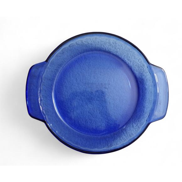 Anchor Hocking Glass Deep Dish Pie Pan Handles Cobalt Blue 9" x 1.5" 1 Quart Vtg - Picture 1 of 2